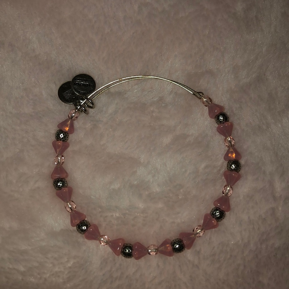 Alex & Ani Silver Bracelet with Pink Beads